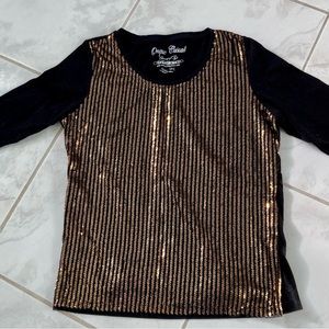 Black Top Gold Sequin Front Medium